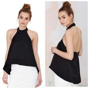 Black Satin Halter Top